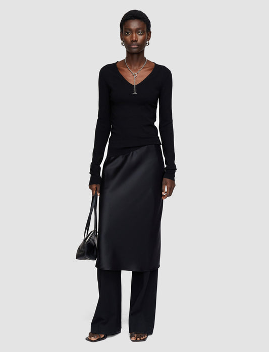 Silk Stretch V Neck Top